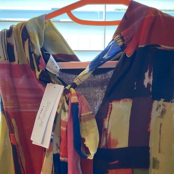 Signature Red and Blue Sleeveless Cowl Neck Sundress - Picture 4 of 7